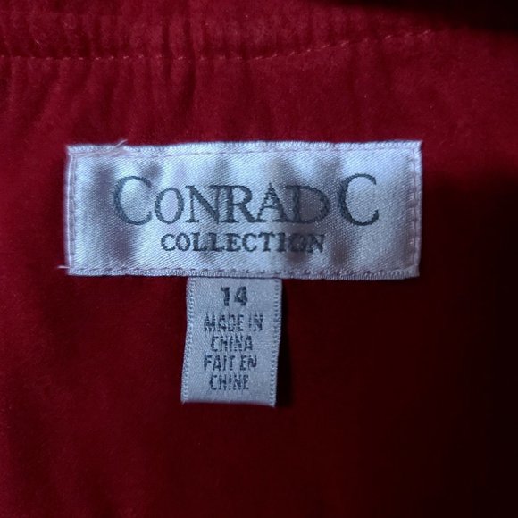 Conrad C Collection Womens 14 Red Faux Suede Full Zip Long Sleeve Jacket - Picture 12 of 16